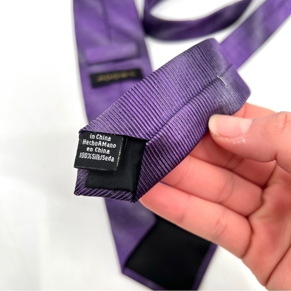 AXIST Men's Purple 3" Stripe Retro 100% Silk Tie - Picture 4 of 9